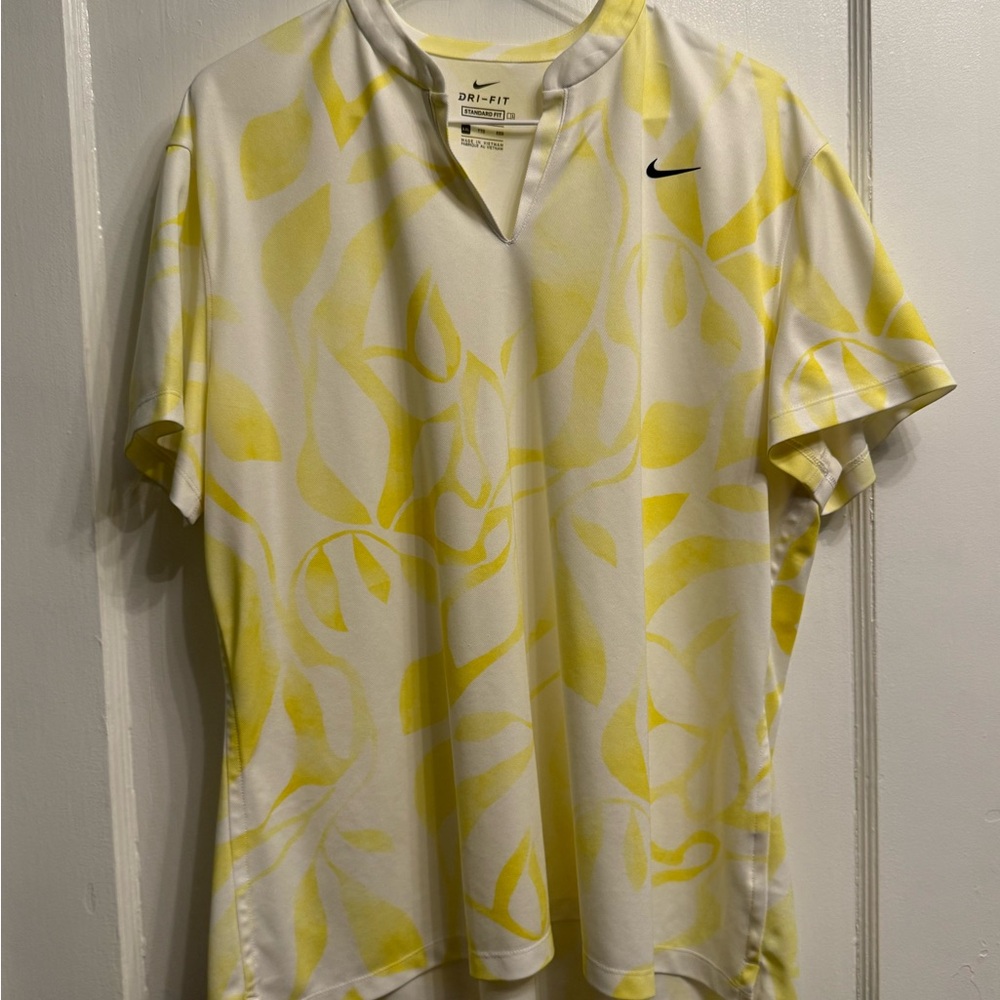 Women’s Nike Yellow and White Dri-FIT Golf Shirt
